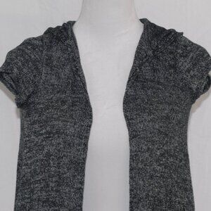 Justice Juniors Size 14 Short Sleeve Cardigan Sweater Black Hoodie with Pockets